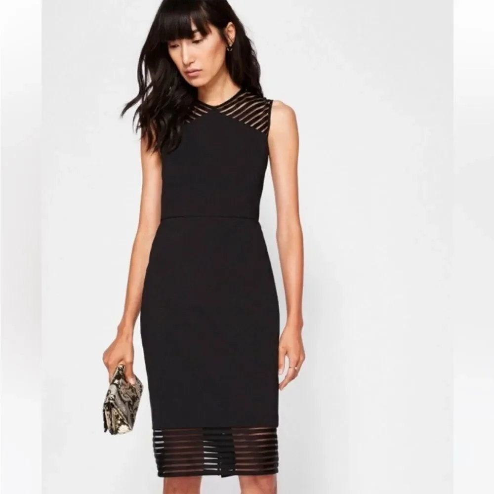 Ted Baker Black Sheath Midi Dress Mock Neck Sleeveless, S - Picture 2 of 12